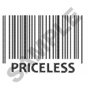 May include: A black and white barcode with the word "PRICELESS" printed below it.