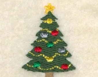 Mini Christmas Tree - Machine Embroidery Design, Decorated Xmas Tree Embroidery Pattern