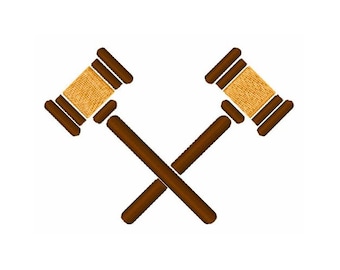 Crossed Gavels - Machine Embroidery Design