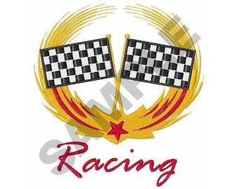 Flaming Racing Flags Machine Embroidery Design - Etsy