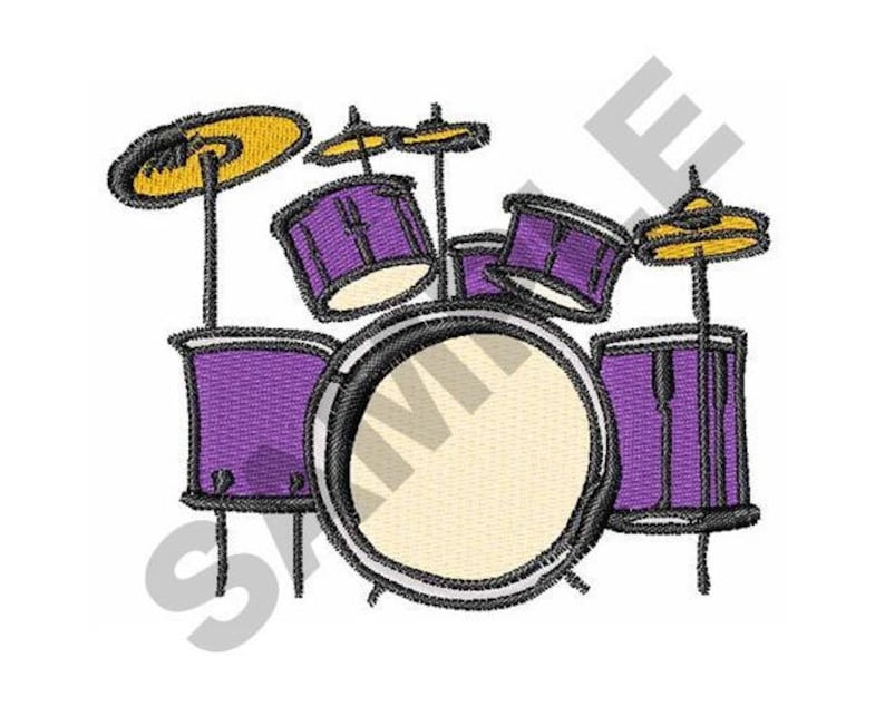 Drum Set Machine Embroidery Design Etsy