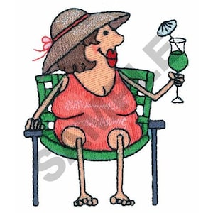 LADY WITH DRINK - Machine Embroidery Design