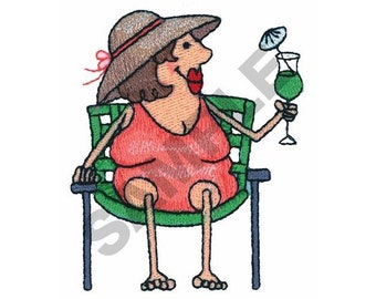 LADY WITH DRINK - Machine Embroidery Design