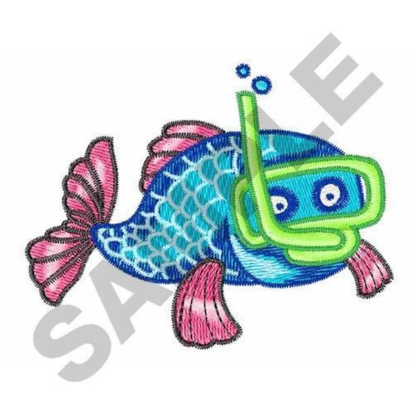 Fish Snorkeling - Machine Embroidery Design
