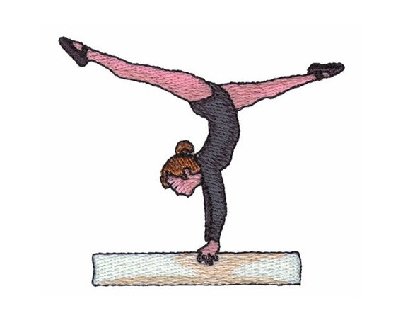 Motif de broderie machine gymnaste sur la poutre