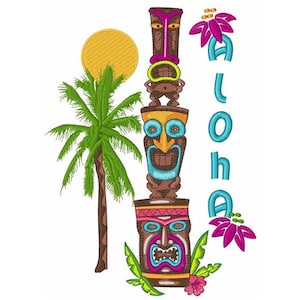 Tiki Aloha - Machine Embroidery Design