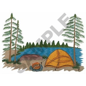 Scène de camping - motif de broderie Machine