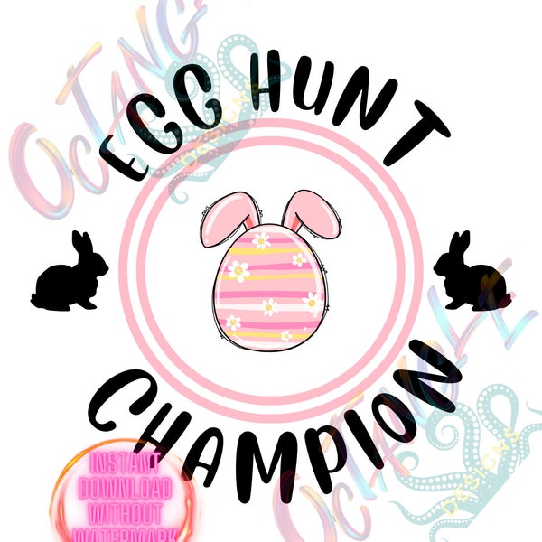 Pink Egg Hunt Champion - instant download - Easter cut file - svg, png - Winner