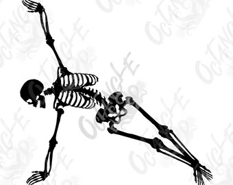 Planking skeleton - yoga - stretch - instant download - svg, png