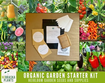 Organic Garden Starter Kit - 25 Organic Heirloom Seed Varieties + Plant Markers and Gardening Journal