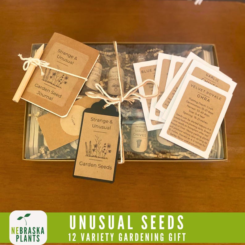 Gardening gift with unusual heirloom seeds for creating a distinctive home garden