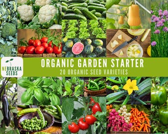 Organic Garden Starter Seeds - NEW Collection of 20 Fruit, Vegetable & Herb Varieties