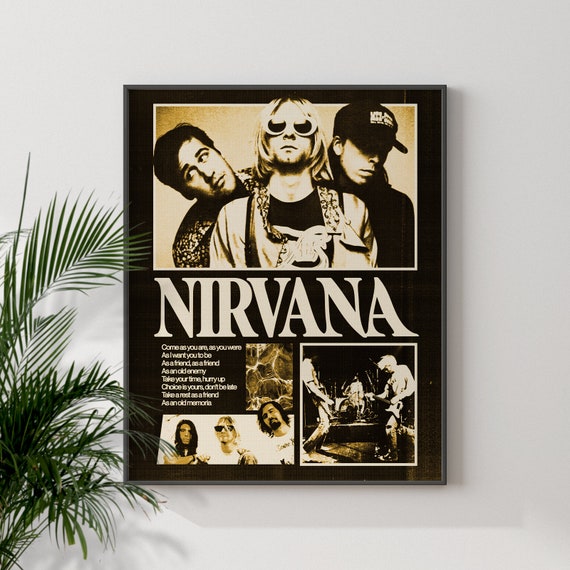 Nirvana Inspired Poster, Nirvana Wall Art, Nirvana Art, Retro Vintage Poster  Print, Nirvana Vintage Poster, Nirvana 90s Print 