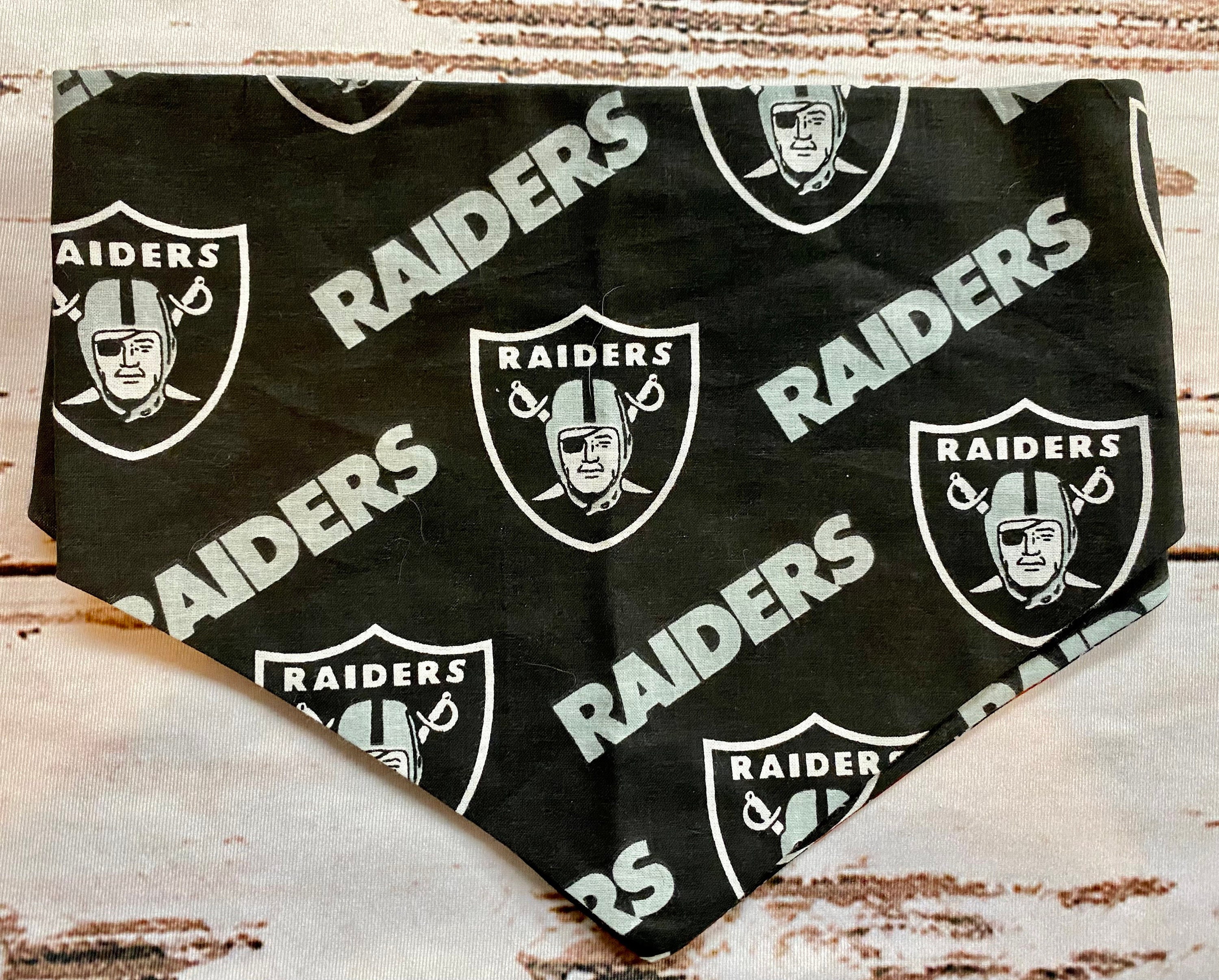 LV Raiders Football black Pet No-Tie Dog Bandana Slips onto the Collar