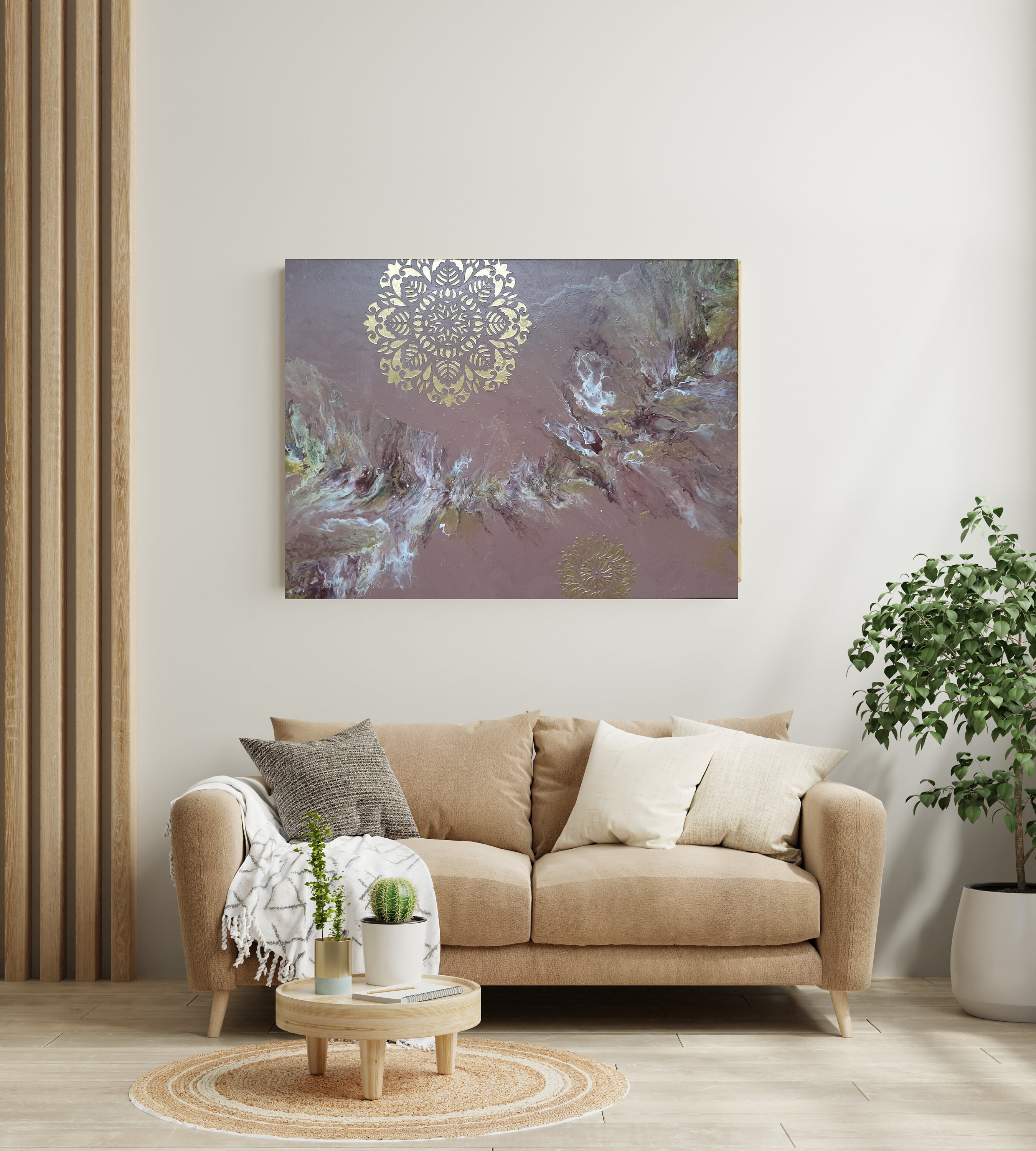 Original Handmade Colorful 3D mandala abstract painting 80x60 cm