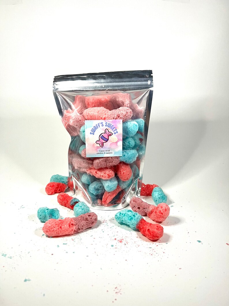 Freeze Dried Very Berry Gummy Worms Freeze Dried Candy Large Etsy