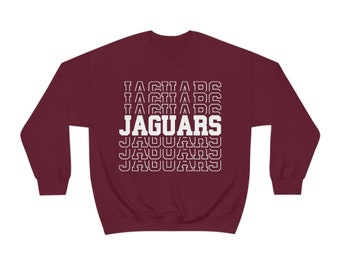 Jaguars Cooper, lycée Cooper, Jags, sweat-shirt unisexe à col rond en mélange épais, bordeaux et or, sweat-shirt confortable pour lycéens