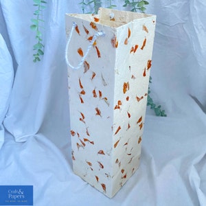 Borsa del vino, Borsa del vino di carta Lokta fatta a mano, Borsa del vino sostenibile eco-compatibile, Borsa del vino pressato fiore, Borsa regalo fatta a mano, Borsa regalo sostenibile