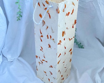 Handmade Lokta Paper Wine Bag, Flower Pressed Gift Bag