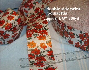 DIY Outdoor ribbon 50 yards Christmas Flowers Poinsettias Ribbons for porch, bow for posts mailboxes Free Ship