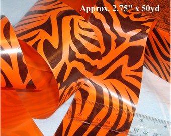 DIY Make a bow - 50 yards Orange and Black Tiger Stripe Ribbons for schools sports Halloween decorations celebrations