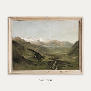 Vintage European Rustic Country Mountain Landscape Oil Painting | DIGITAL DOWNLOAD | Instant PRINTABLE Wall Art | Farmhouse Antique Print 23