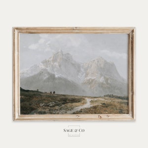 Vintage European Rustic Country Mountain Landscape Oil Painting | DIGITAL DOWNLOAD | Instant PRINTABLE Wall Art | Farmhouse Antique Print 62