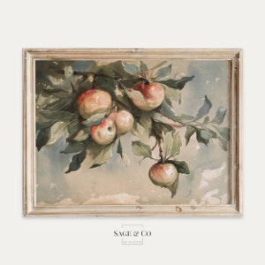 Vintage European Rustic Farmhouse Kitchen Apple Tree Painting | DIGITAL DOWNLOAD | Instant PRINTABLE Wall Art | Antique Moody Fruit Print 41