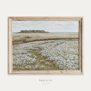 Vintage europäische rustikale neutral getönte Blumenfeld Ölgemälde | DIGITALER DOWNLOAD | Sofortige DRUCKBARE Wandkunst | Antiker Moody Kunstdruck-04