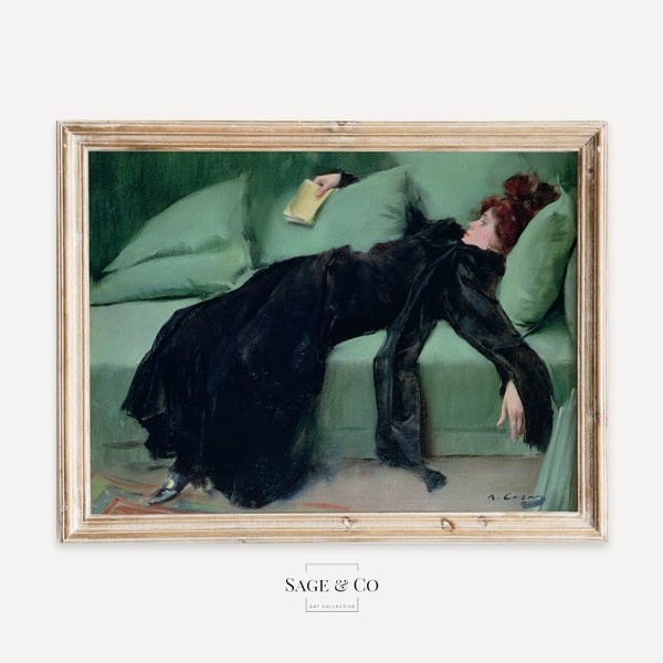 Decadent Young Woman after the Dance Oil Painting | DIGITAL DOWNLOAD | Instant PRINTABLE Wall Art | Antique Farmhouse Moody Art Print 115