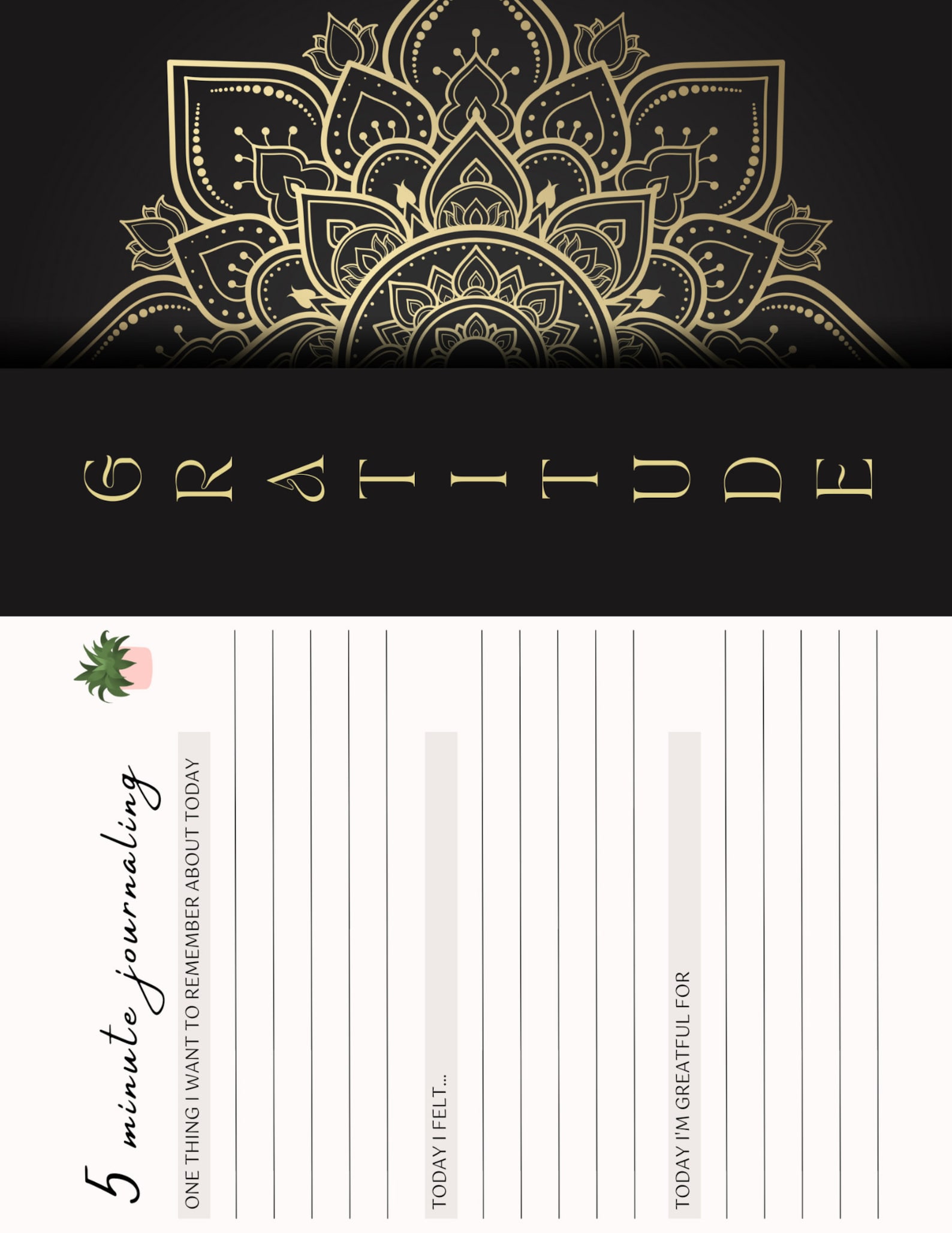 5 Minute Gratitude Journal Digital Journal Watercolor Journal