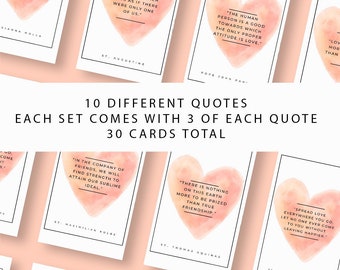 30 PRINTED Catholic Saint Valentine's Day cards, St. Valentine's Day, Catholic Saint Quotes, Kids Valentine's Day party,