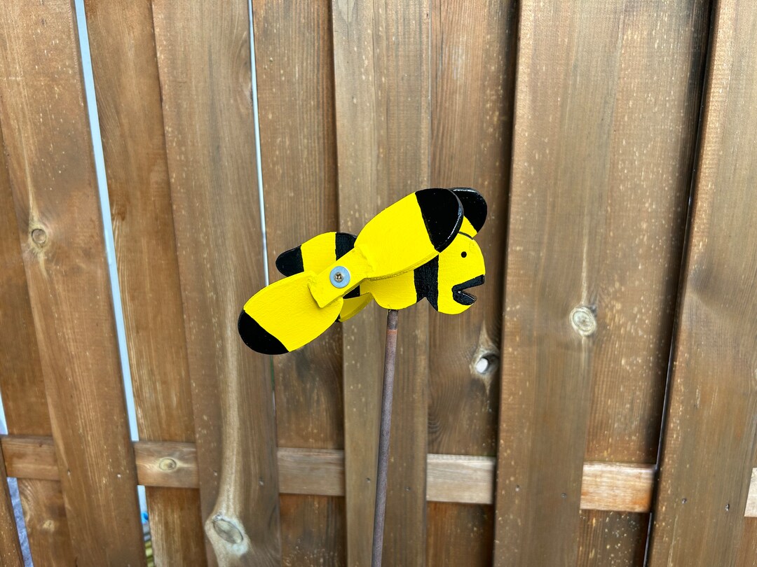 Wooden Wind Chime Bee Weatherproof Pinwheel Bee Decoration Etsy