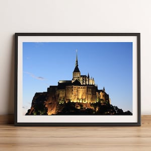Mont Saint Michel, Normandy, France, Travel Photography, Fine Art Print, Wall Decor, Night, Architecture
