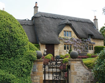 Cotswolds, England, Countryside, Travel Photography, United Kingdom, Europe, English, Thatched Roof, Cottage, Fine Art Print, Wall Decor