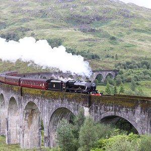 Glenfinnan Viaduct, Jacobite Steam Train Express, Arch Bridge, Scotland, Highlands, United Kingdom, Travel, Fine Art Print, Wall Decor