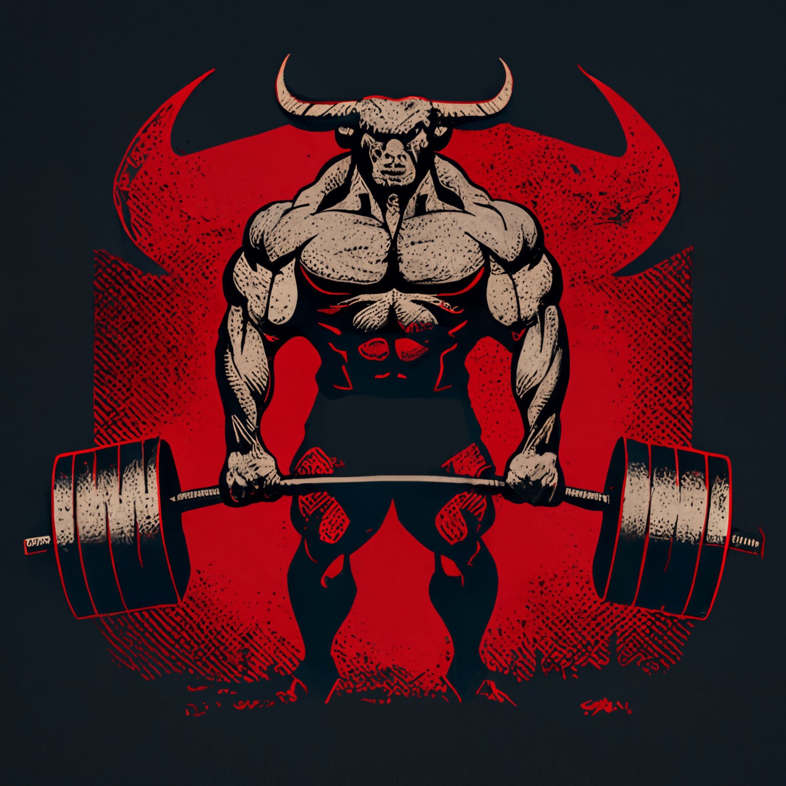 BEAST MODE POWERLIFTING Digital Art Bull Bodybuilder Etsy