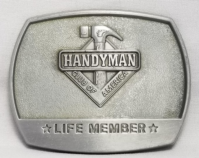 Vintage 1996 Handyman Club of America Life Member Belt Buckle Silver Tone
