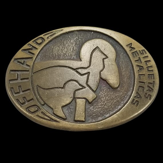 Vintage Offhand Siluetas Metálicas Belt Buckle Ram Sheep Bird Design Solid Brass