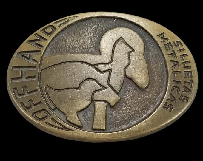 Vintage Offhand Siluetas Metálicas Belt Buckle Ram Sheep Bird Design Solid Brass