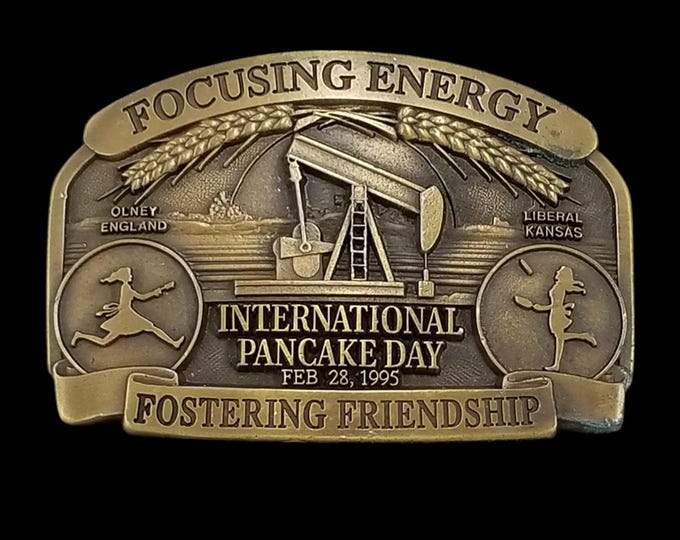 Belt Buckle Vintage 1995 International Pancake Day Western Associates Solid Bras