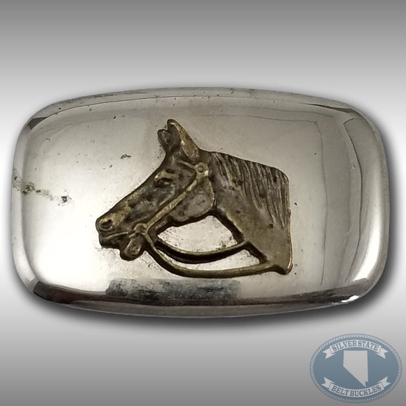 Vintage Belt Buckle Small Horse Head Western Shiny Made In The USA Gift