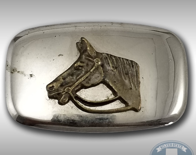 Vintage Belt Buckle Small Horse Head Western Shiny Made In The USA Gift