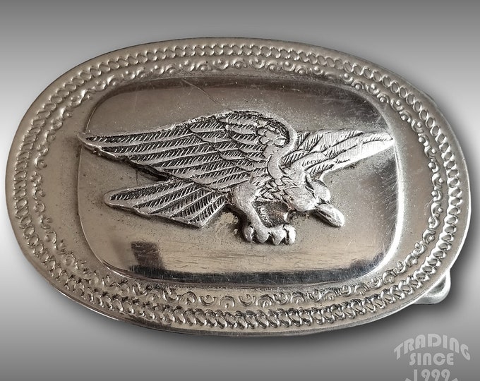 Vintage Belt Buckle Flying American Bald Eagle Silver Color Western Style Gift