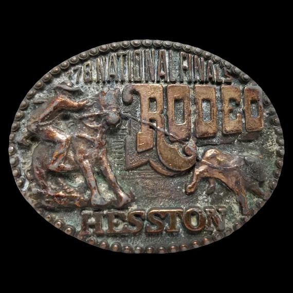 Vintage Belt Buckle 1978 HESSTON NFR National Final Rodeo Cowboy Western