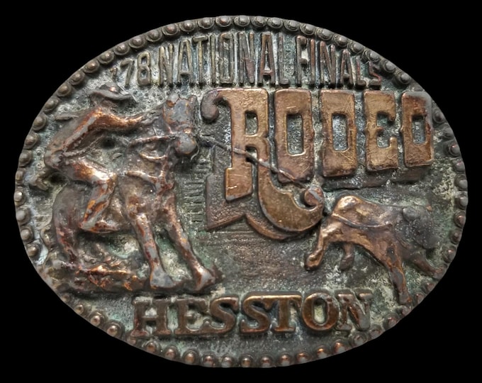 Vintage Belt Buckle 1978 HESSTON NFR National Final Rodeo Cowboy Western