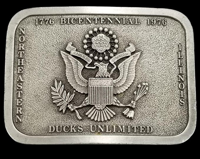 1976 Bicentennial Ducks Unlimited Belt Buckle Illinois Bergamot Brass Works