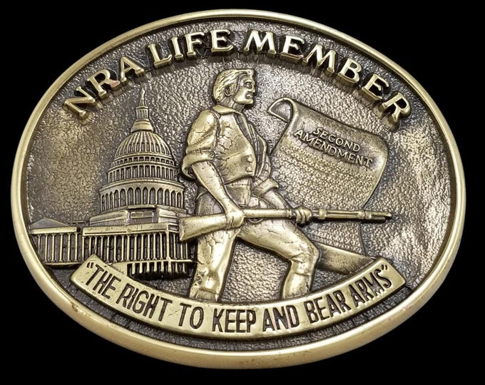 Jadco Brass NRA Life Member Belt Buckle Second Amendment Right to Keep Bear Arms