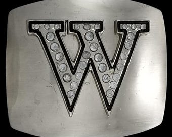 Silver Tone Rhinestone Letter‎ W Initial Belt Buckle Fashion Accessory Initial Belt Buckle Necklace Gold - Ultra Mini | SpurWest  main image 4