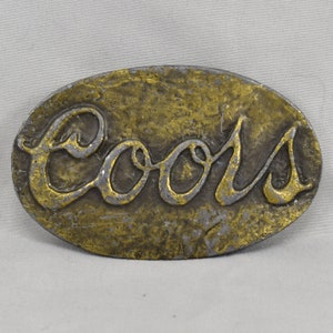 Vintage Belt Buckle Coors Beer Brewery Oval Engraved Embossed Etched